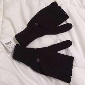 J. Crew black fold-over mittens